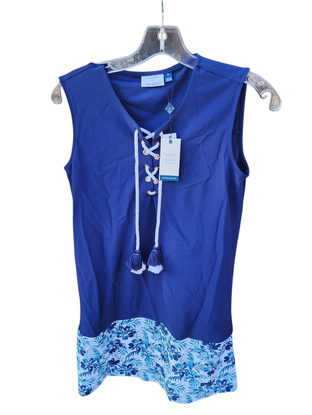 Cabana Life x Talbots Seychelles Blue Lace-Up Beach Dress UPF 50+ size Small
